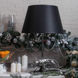 Настольная лампа Тигр Античное Серебро с абажуром Сити - 2