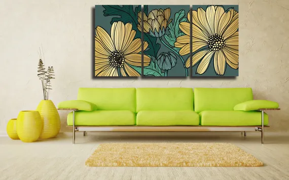 Модульная картина "Цветочный узор"