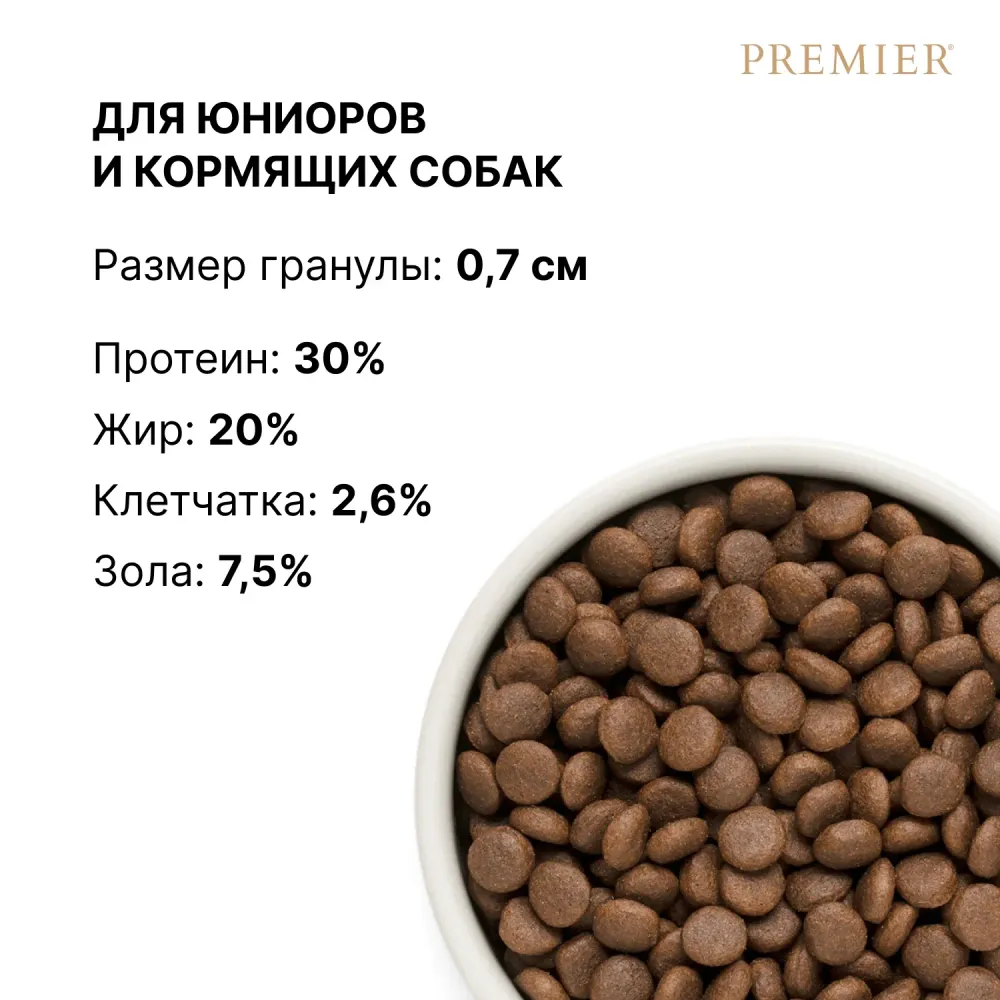 Уценка! Повр.Упак/Сухой корм Premier Dog Turkey Junior Medium&Maxi для юниоров средних и крупных пород из свежего мяса индейки