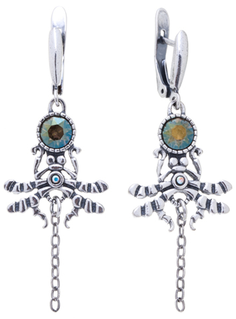 "Барк" серьги в серебряном покрытии из коллекции "Кассида" от Jenavi с английским замком