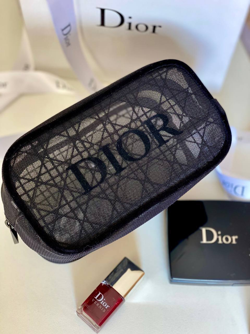 Косметичка Dior черная сетка