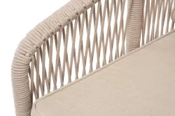 "Канны" кресло плетеное из роупа, каркас алюминий белый муар, роуп бежевый круглый, ткань бежевая 052