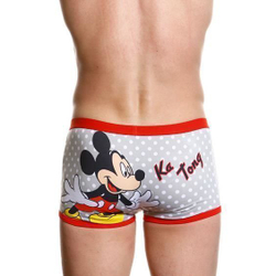 Мужские трусы боксеры Mickey Mouse серые с красной окантовкой