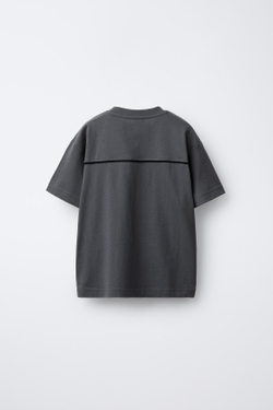 ZARA ФУТБОЛКА С НАДПИСЬЮ, ТЕМНЫЙ АНТРАЦИТ