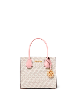 Сумка на плечо Michael Kors Mercer Medium Logo Leather | Бежевый с розовым