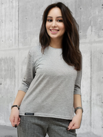 24417 Джемпер женский, рукав 3/4 с наклейкой серый меланж (54-164)