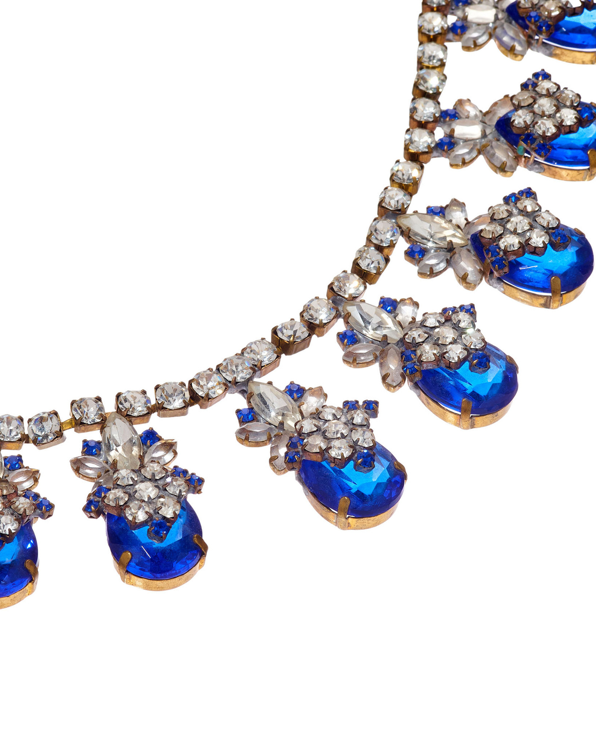 Колье-винтажное, синие каплевидные камни