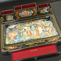 Настольный письменный набор с ручной росписью VIP в подарочном фуляре