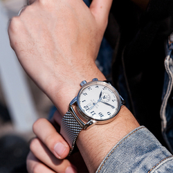 ZEPPELIN Piaget Collection 7644M 5 Quartz Movement Dual Time Zone Men"s Watches Watch 42 White Dial