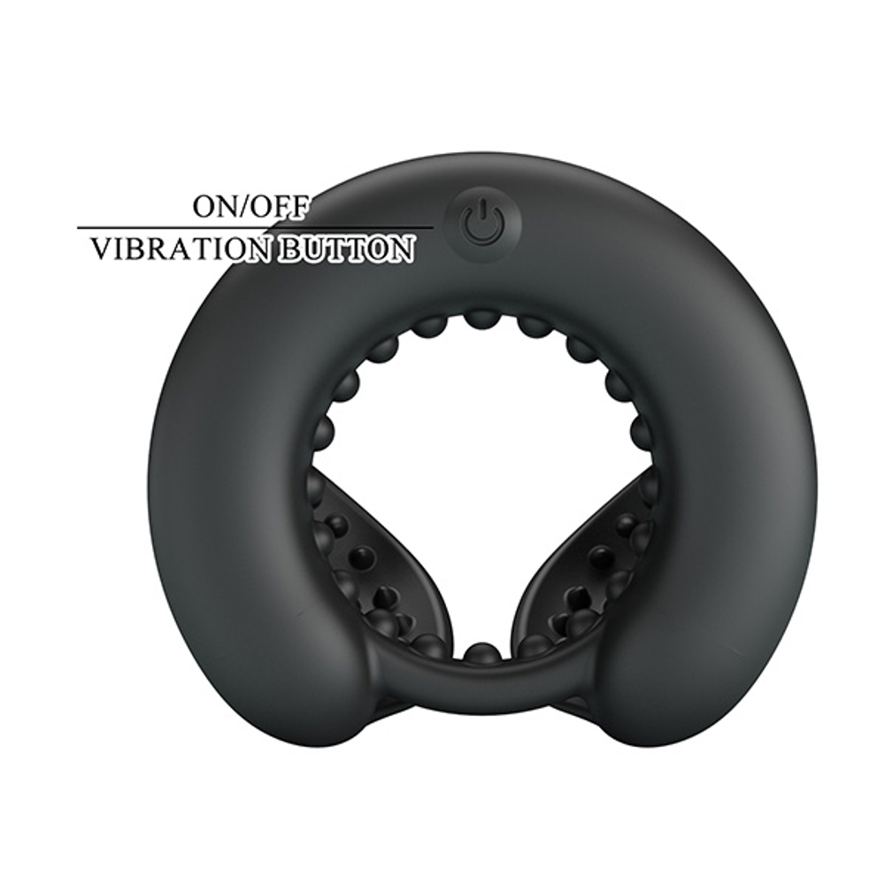 Черное эрекционное виброкольцо Pretty Love Quentin Vibrating Silicone Cock Ring BI-210312Z