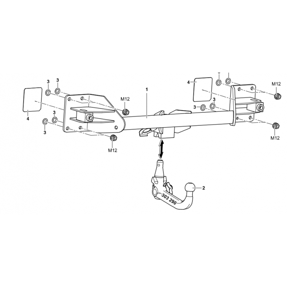 Фаркоп Westfalia 303290600001 для BMW X6 E71 2008-2014(паспорт и сертификат в комплекте)(без электрики)