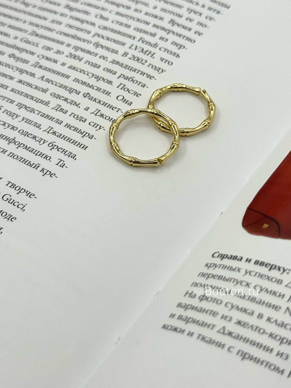 Кольцо бамбук золото