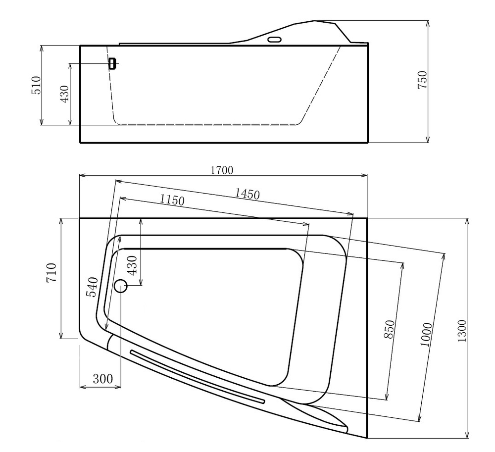 Акриловая ванна Gemy G9056 K R