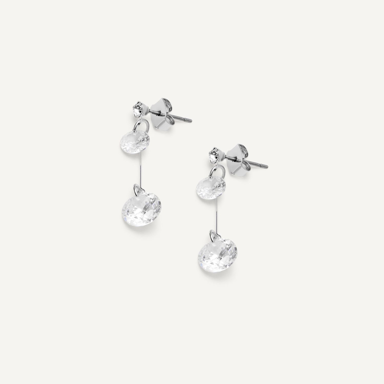 Серьги Double Crystal Earrings - Silver