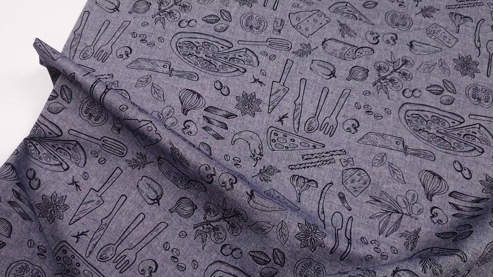 Ткань постельно-плательная Prival Пестроткань Кухня, лавандовый, 142г/м2, 1.5х15м