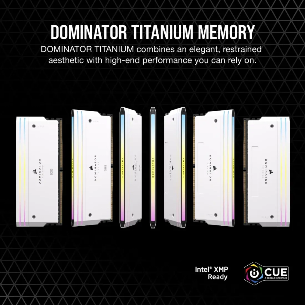 Оперативная память CORSAIR Dominator Titanium RGB, 32 Гб DDR5 (2x16 Гб), CL32, 6400 МГц, Белая (CMP32GX5M2B6400C32W)