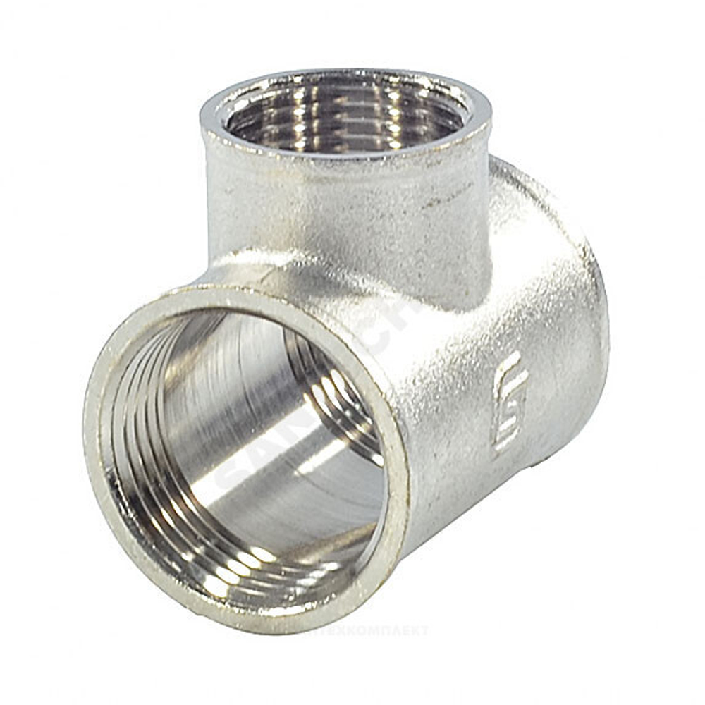 Тройник латунь никель переходной Ду 25х20х25 (1"х3/4"х1") ВР/ВР SantechSystems