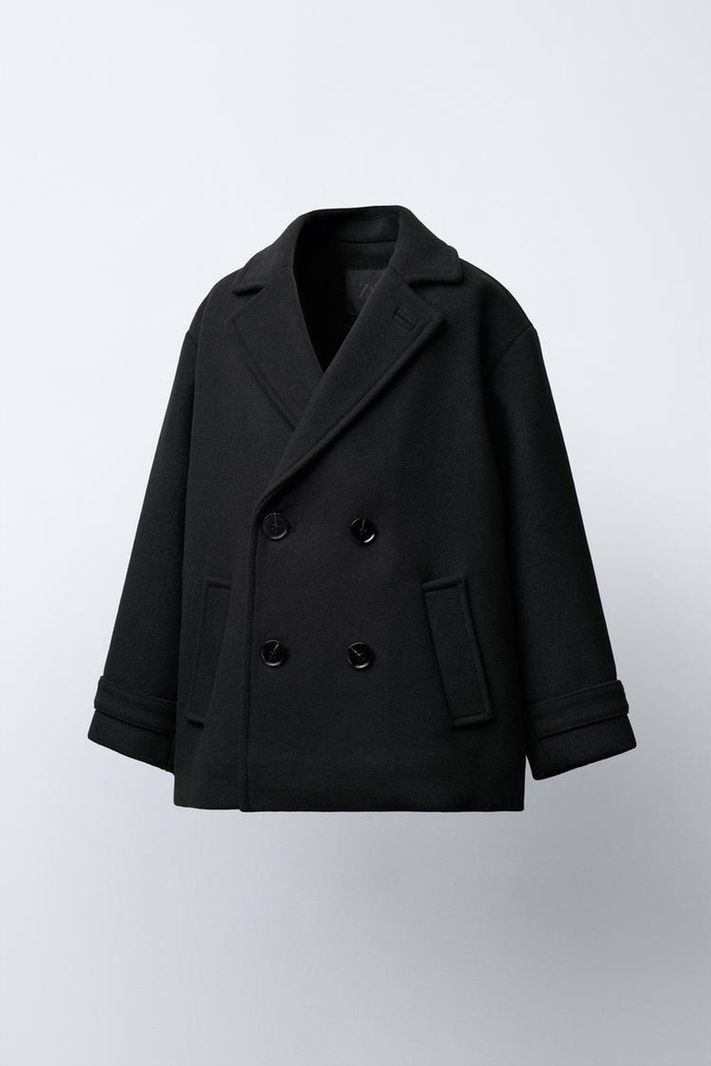 ZARA ПАЛЬТО ИЗ ШЕРСТЯНОЙ ТКАНИ, ЧЕРНЫЙ