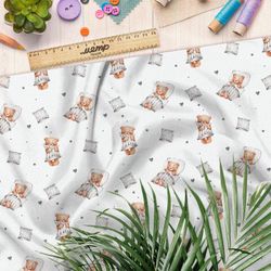 Ткань футер 2-х нитка спят усталые игрушки медвежата