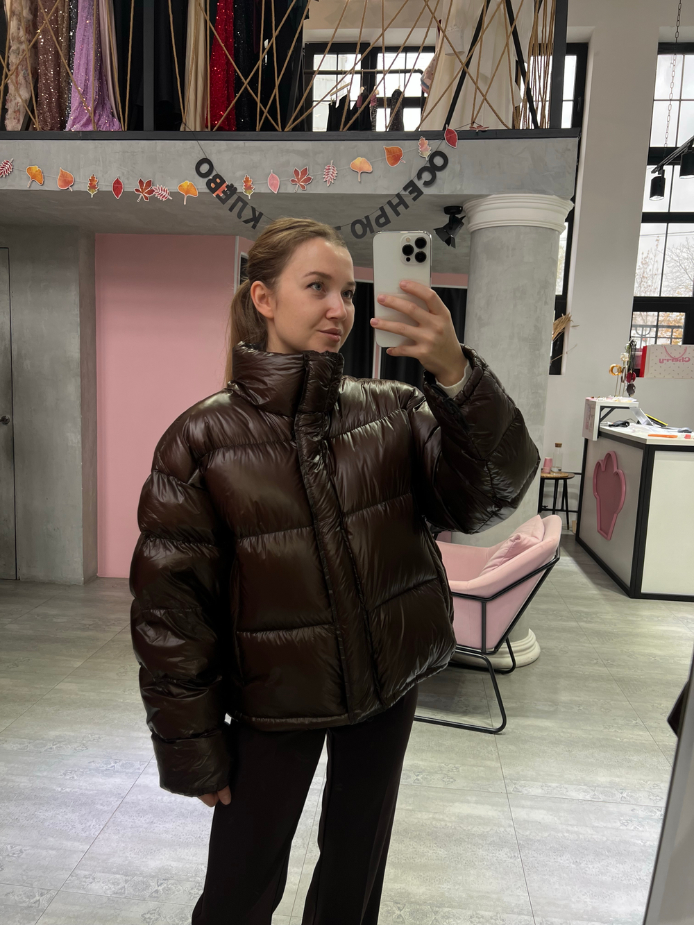 Пуховик Лак горький шоколад