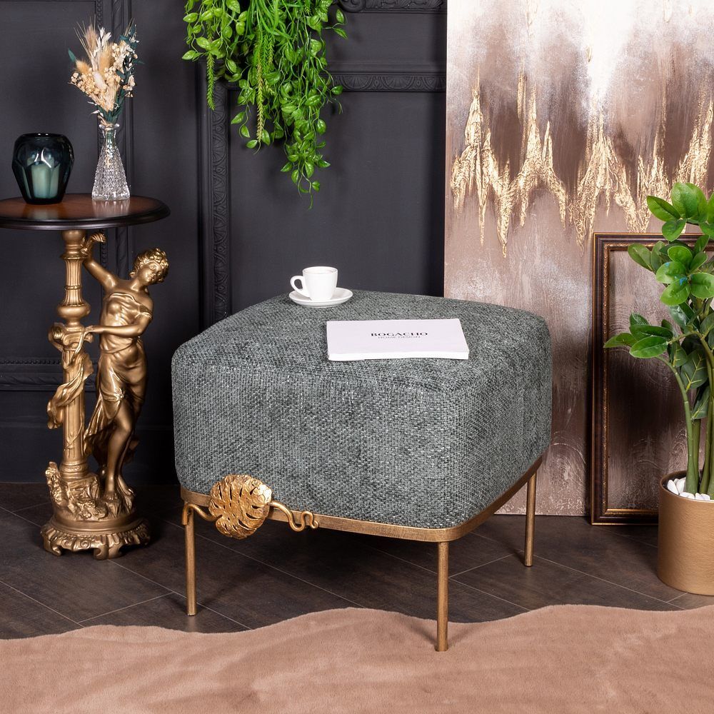 Банкетка Monstera Deliciosa (Монстера) Квадро Лазурный Амбер