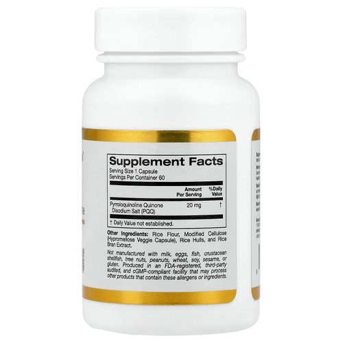 California Gold Nutrition, пирролохинолинхинон, 20 мг, 60 растительных капсул