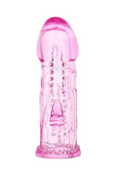 Розовая насадка на пенис с шипиками и коготком - 13,5 см. (Цвет: розовый)
