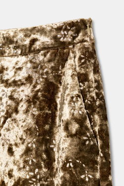 ZARA БРЮКИ-БАЛЛОНЫ ИЗ БАРХАТА С МЕТАЛЛИЗИРОВАННОЙ НИТЬЮ, ЗОЛОТИСТЫЙ