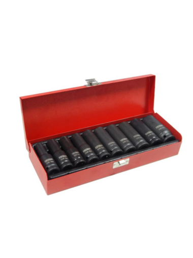 Головки ударные глубокие, набор 10предметов, 1/2" (10, 12-15, 17, 19, 21, 22, 24мм)(6гр.) FORCEKRAFT K4107-5MPB