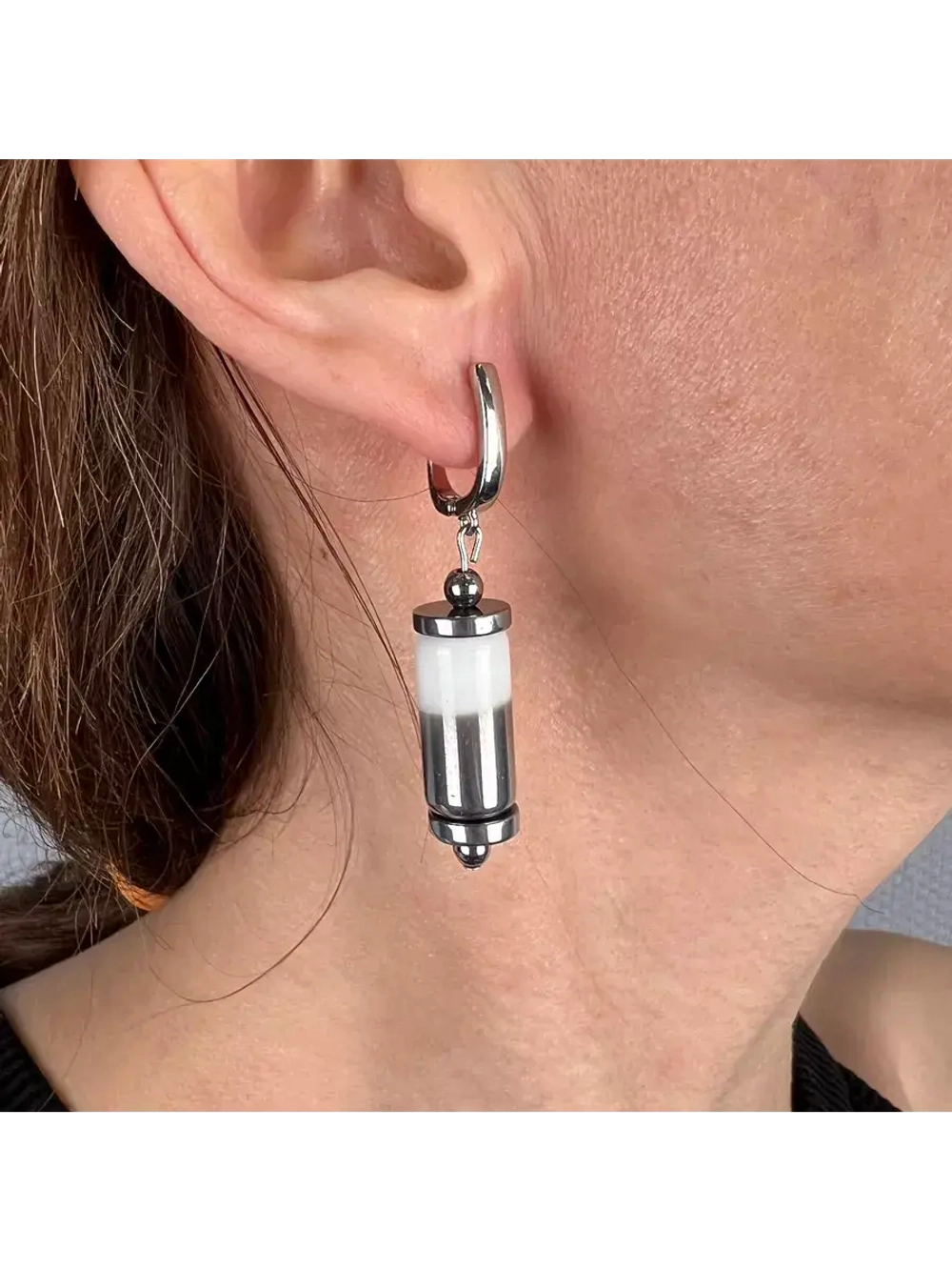 Серьги бижутерия из муранского стекла цилиндр