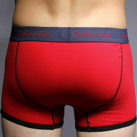 Мужские трусы боксеры красные с чёрной резинкой Calvin Klein 365 Boxer Red black