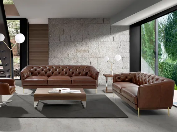 Двухместный диван Angel Cerda KF106-2P, коричневая кожа