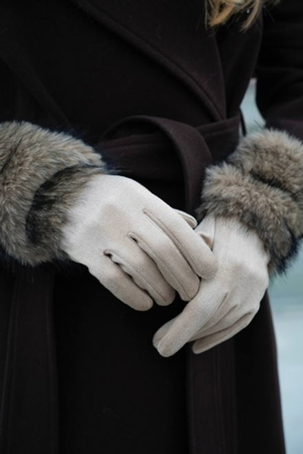 Перчатки с мехом бежевый