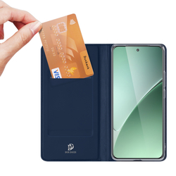 Чехол книжка из PU кожи синего цвета от Dux Ducis для смартфона Xiaomi 15 Pro, серия Skin Pro Series Case