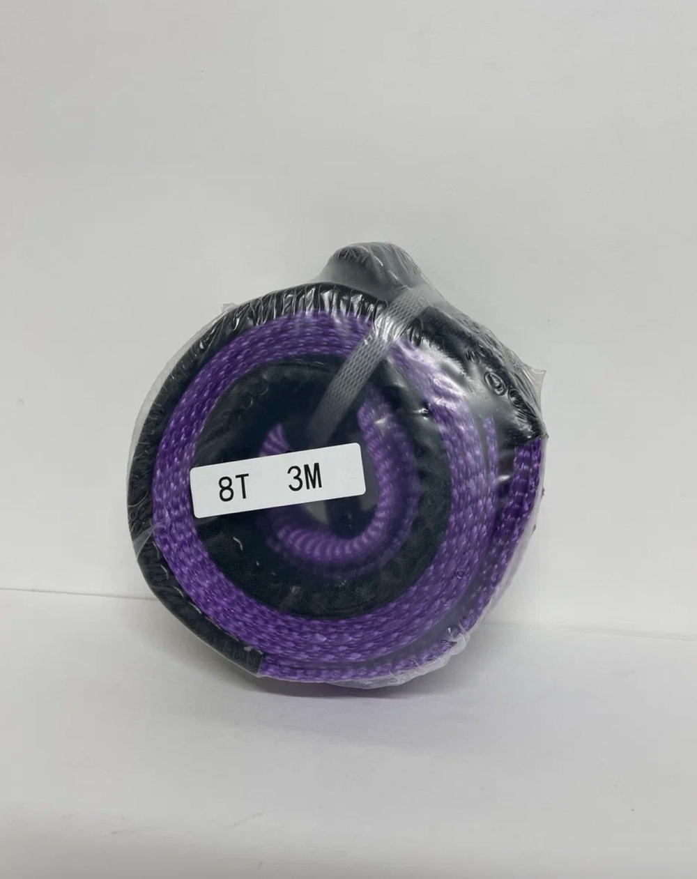 8T-3M / Трос автомобильный буксировочный, 8 тонн, длина 3 метра, ширина 65 мм, стропа, петля-петля, фиолетовый, серия - спасатель, TG (1 шт.)