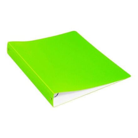 Папка на 4-х кольцах, 40мм, Бюрократ Neon, 700мкм, внутренний карман, корешок с карманом, салатовая