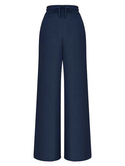 Женские брюки темно-синего цвета из вискозы - фото 1