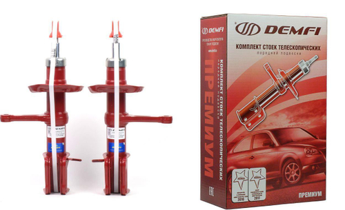 Стойка передняя ВАЗ 2190 Гранта правая, левая газомасляная премиум занижение на 50 мм Демфи 2шт