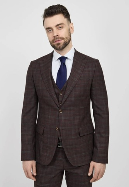 Мужской классический костюм (бордовый) В67