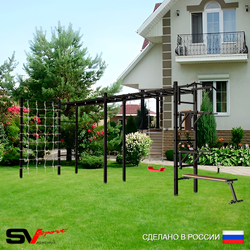 Уличная шведская стенка Sv Sport рукоход х 2 с комплектом турник прямой У51944 (Турник/Брусья/Стойка/Скамья/"Лодочка"/Сетка)
