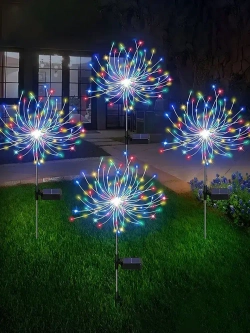 Ландшафтный беспроводной светильник на солнечной батарее, 2 шт, уличный наземный фонарь для дачи сада и огорода, фейерверк, Многоцветный