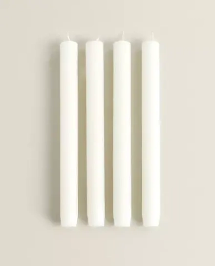 ZARA HOME ВЫСОКИЕ ДЕКОРАТИВНЫЕ СВЕЧИ ЦИЛИНДРИЧЕСКОЙ ФОРМЫ (4 ШТ.), БЕЛЫЙ