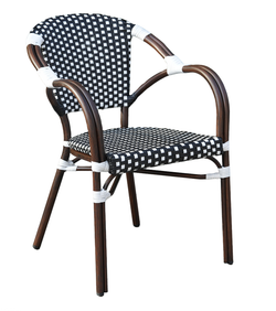 "Кабри" обеденная группа плетеная на 4 персоны, цвет черно-белый