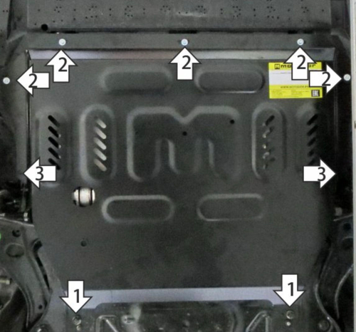 Защита стальная 2 мм двигателя и кпп для Geely Preface Motodor.74209