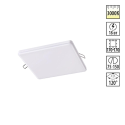 358149 SPOT NT19 501 белый Встраиваемый светильник IP20 LED 3000K 18W 85 - 265V MON