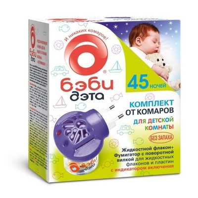 Комплект БЭБИ ДЭТА 45 ночей фумигатор + жидкость 30 мл без запаха