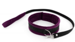 Фиолетово-черный ошейник My rules с поводком (Цвет: фиолетовый с черным)