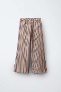 ZARA ПЛИССИРОВАННЫЕ БРЮКИ WIDE LEG, СЕРО-КОРИЧНЕВЫЙ