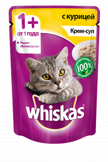 Whiskas пауч крем-суп с курицей 85 гр Whiskas пауч крем-суп с курицей 85 гр