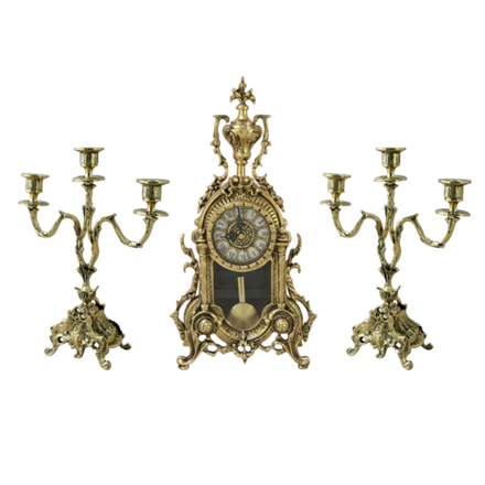 Bello De Bronze Каминные часы с маятником с канделябрами "Библо"